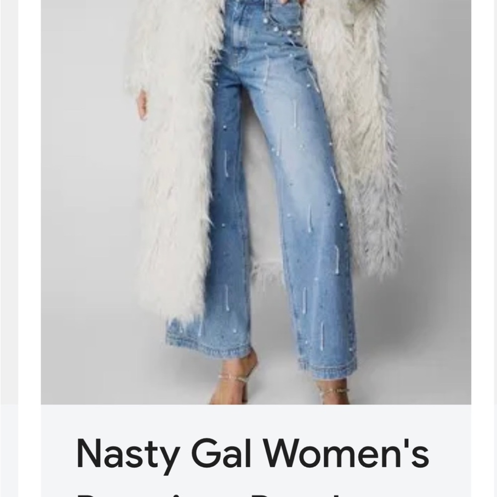 Nasty Gal Blue Flare Wide Leg Jeans with High Waist and Distressing